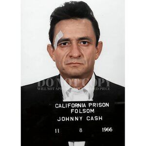Johnny Cash Mugshot Photograph 11 X 16 | RARE 1966 Folsom Prison Mug Shot Poster